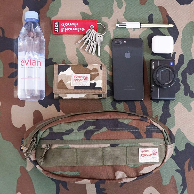 RE ROUGH ENOUGH Rough Enough Tactical Fanny Pack for Men Crossbody Waist Bag for Hunting Fishing Hiking Travel Army Green Camo Cordura - Image 4